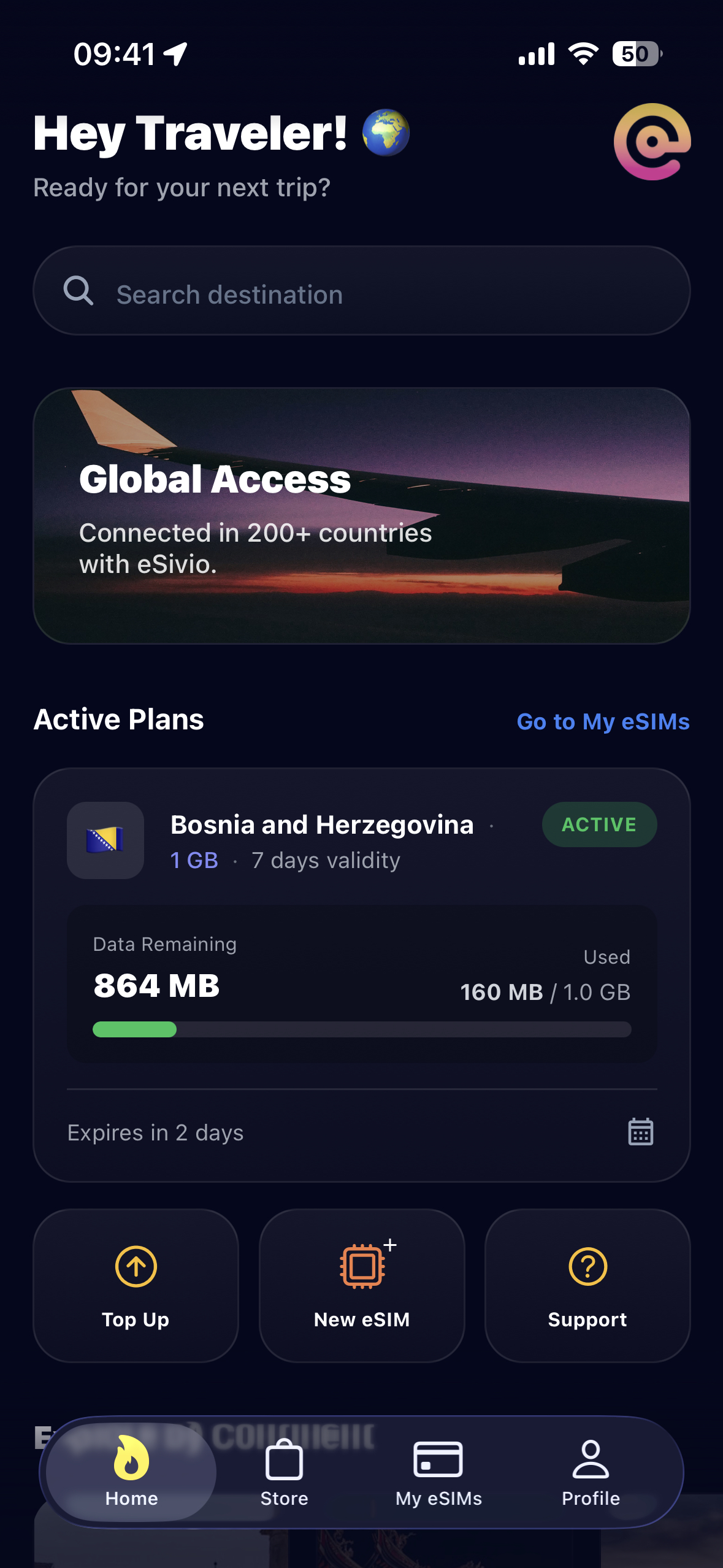eSivio app home screen on iPhone 15